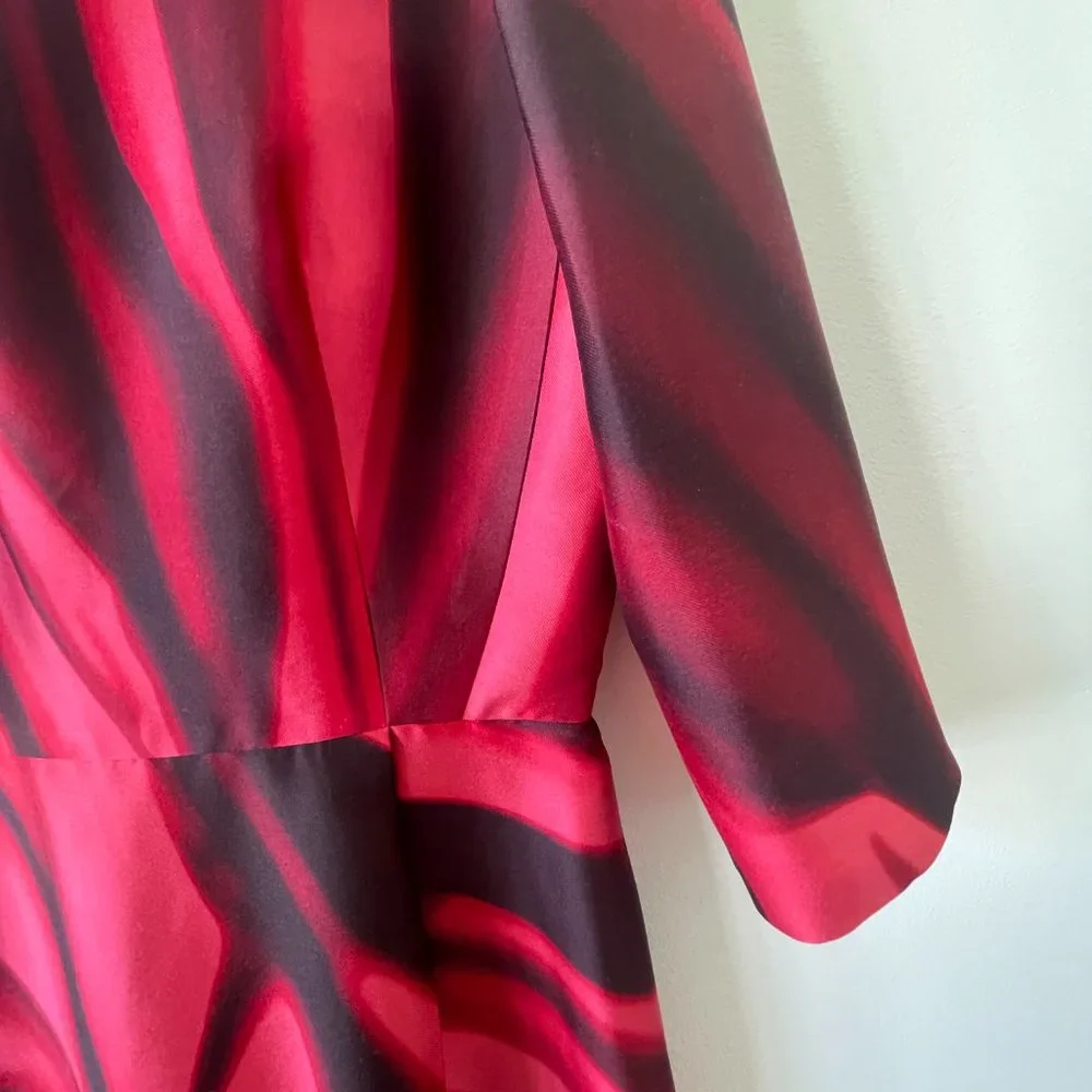 Oscar De La Renta Merlot Red Mikado Silk Dress - Picture 5 of 11